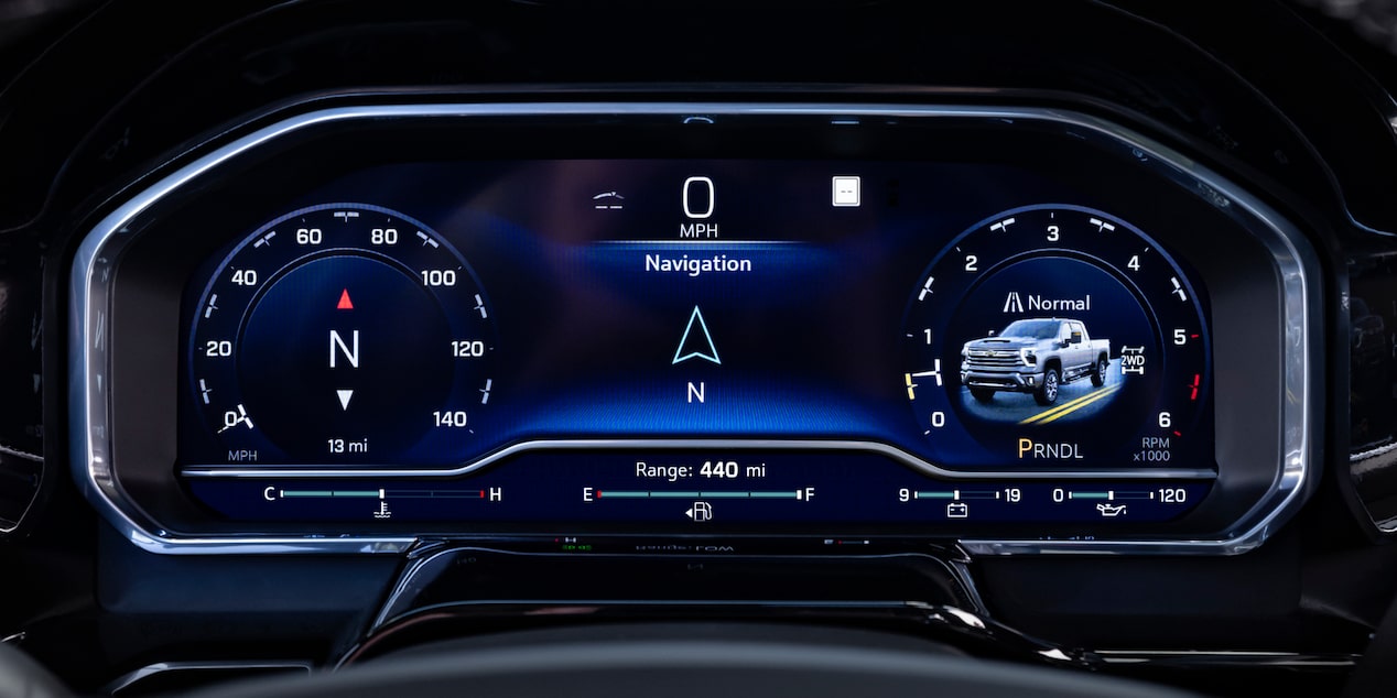 Close-up of the Speed Meter of 2025 Chevy Silverado HD