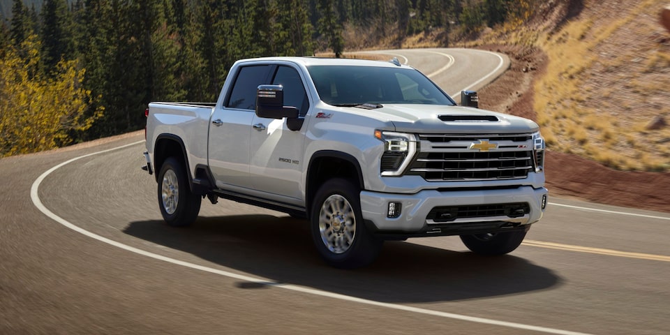 2025 Silverado HD Z71 Chrome Sport Edition Driving on a Desert Road