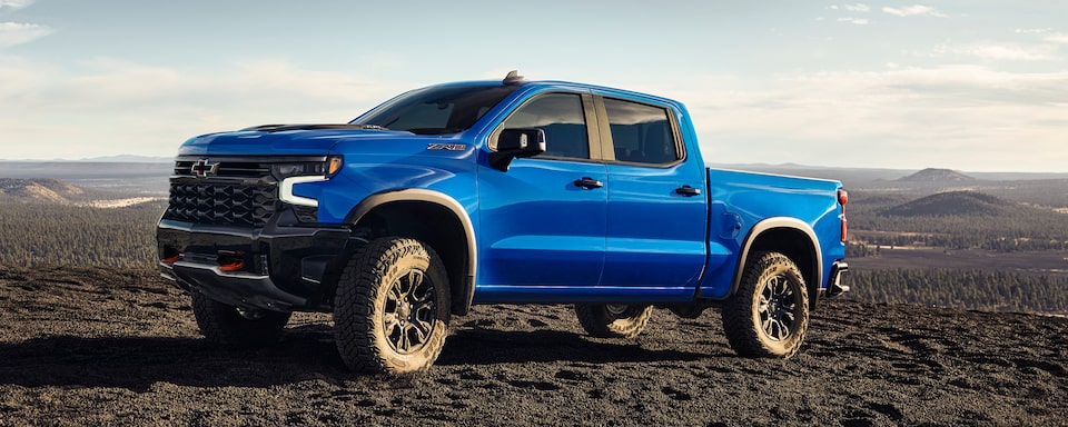 Side view of a Riptide Blue 2025 Chevy Silverado LD ZR2