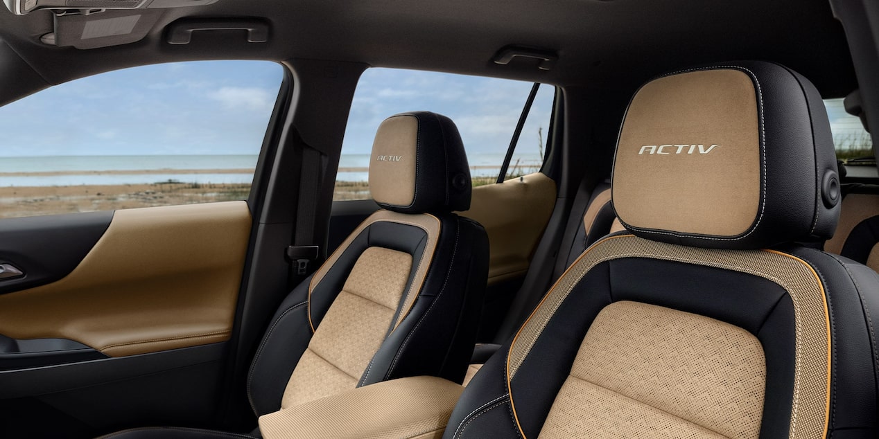 Close Up of the Headrests of the Front Seating Inside the 2026 Chevy Equinox