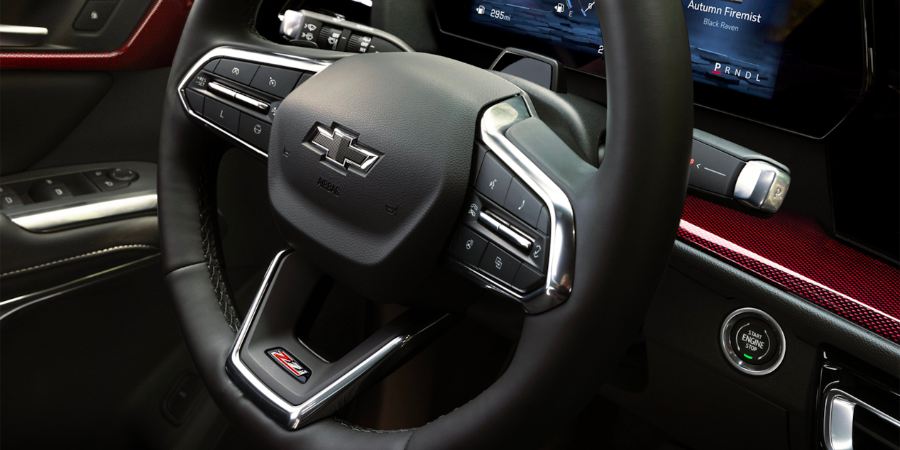 Close Up of the Steering Wheel Inside the 2026 Chevy Traverse