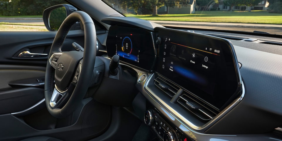 2026 Chevrolet Trax everyday cabin showing four-door access and standard tech