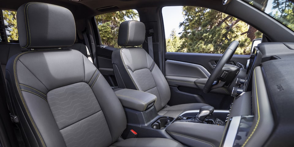 2026 Chevrolet Colorado front seats and center console interior detail