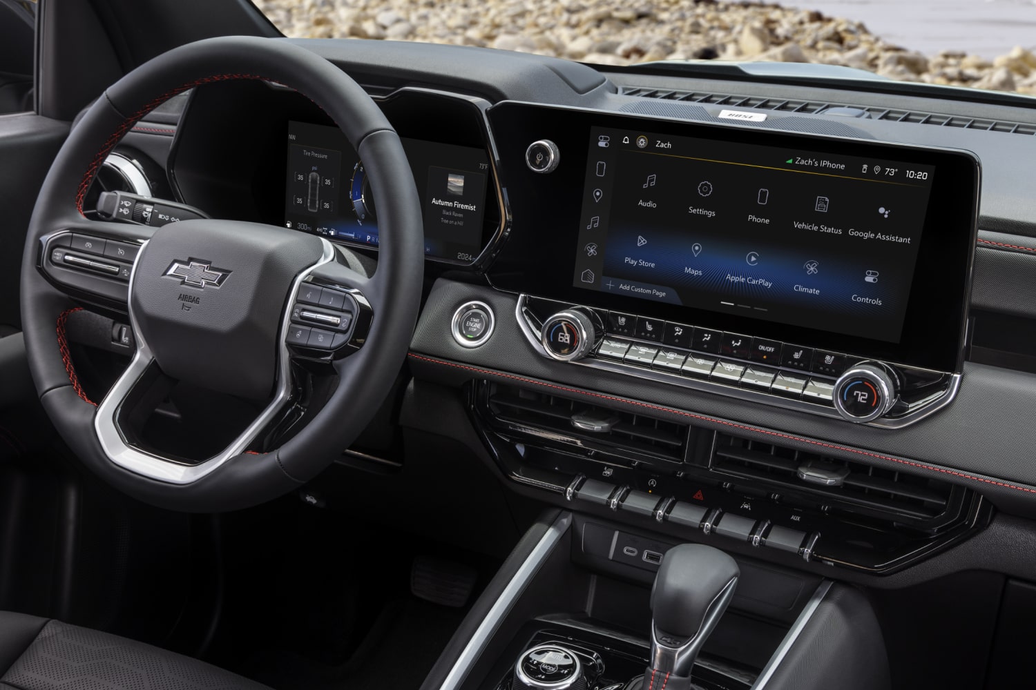 Front Passenger View of the Steering Wheel and Display Dashboard of a 2026 Chevy Colorado Pickup Truck