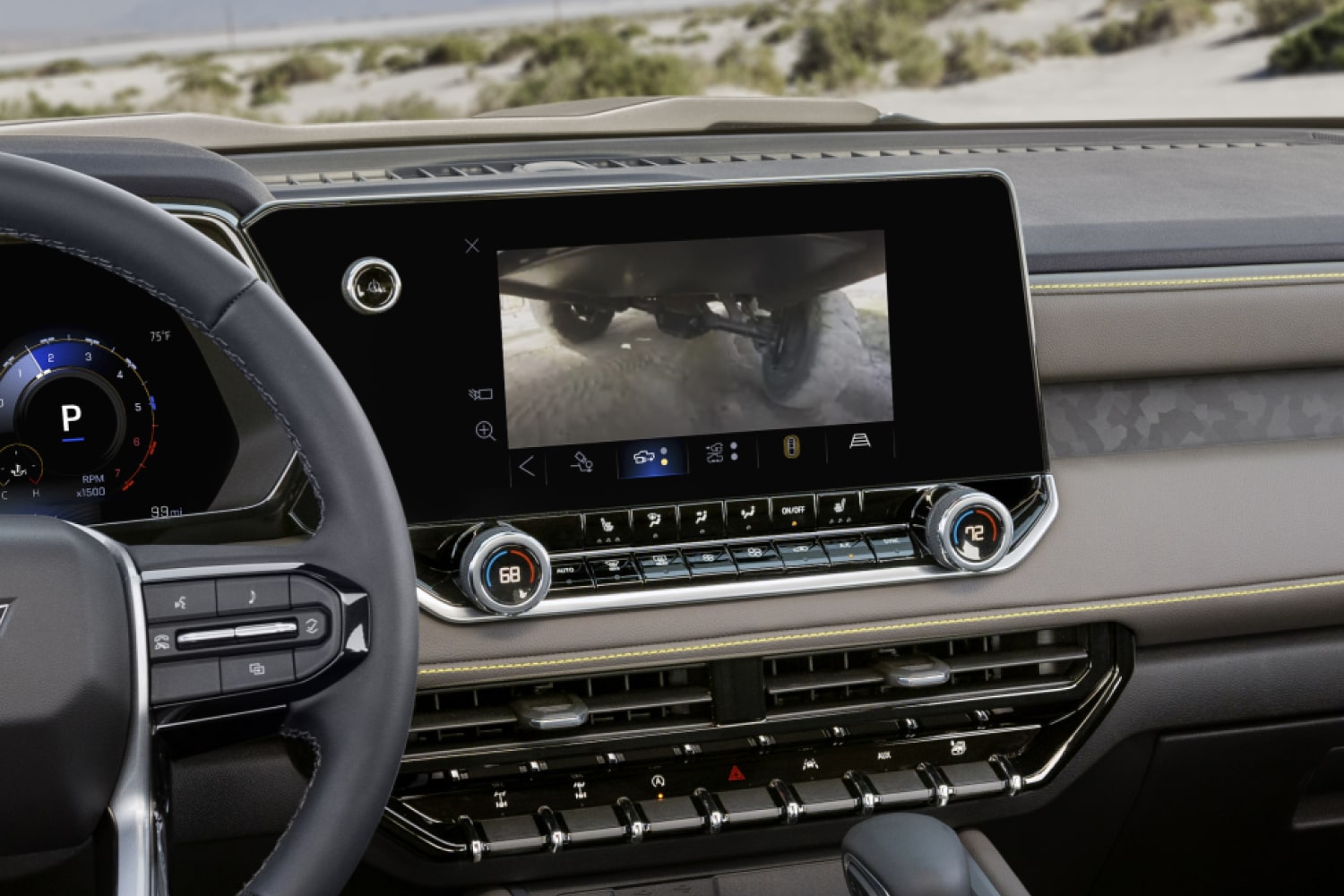 A View of the Display Dashboard Showcasing Rearview Camera Footage of 2026 Chevy Colorado