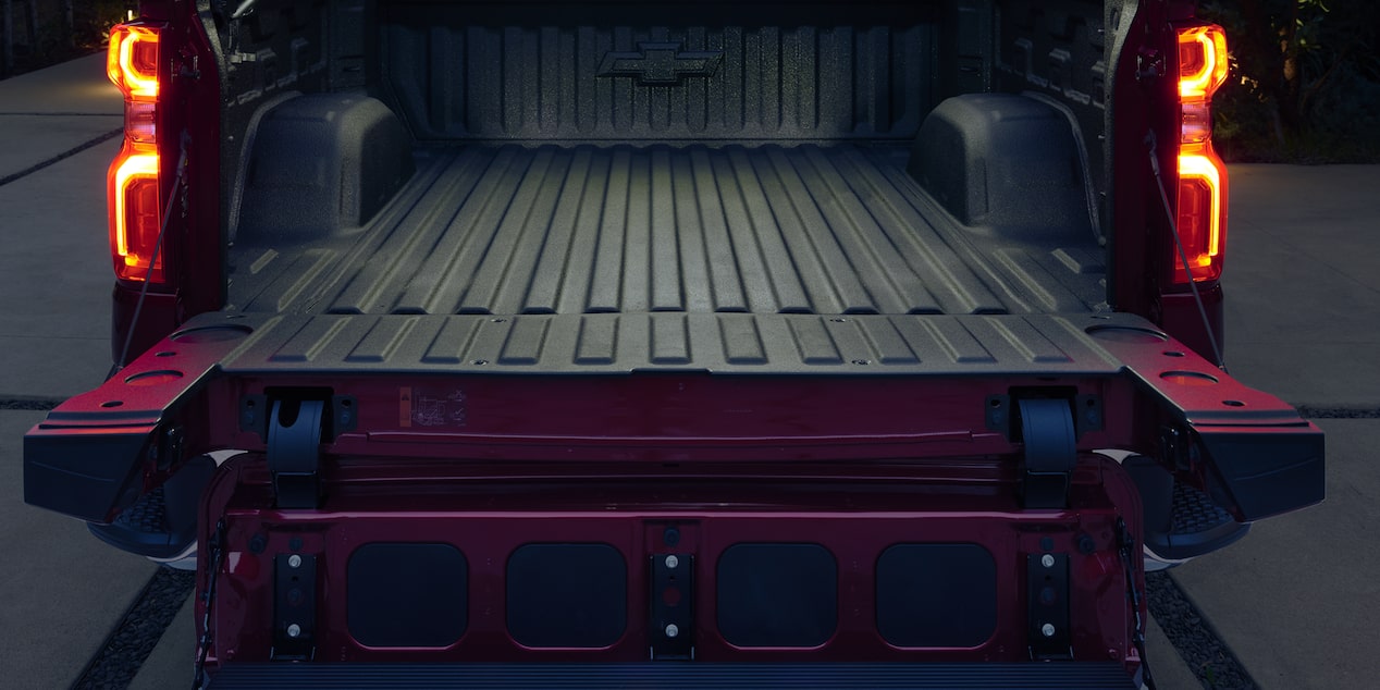 Back view of the cargo bed of the 2026 Chevrolet Silverado LD Crew Cab LTZ.