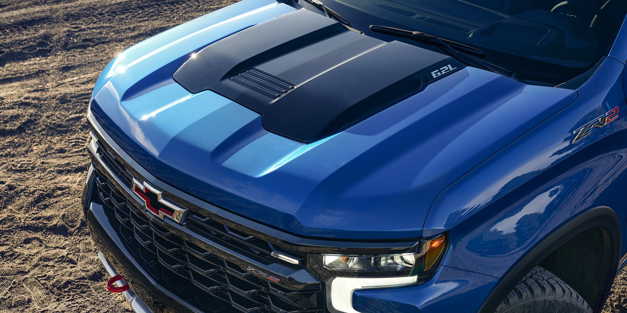 Close up view of the hood of the 2026 Chevrolet Silverado LD Crew Cab ZR2.