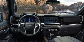 2026 Chevy Silverado Interior Dashboard with View of a Beautiful Lake Outside