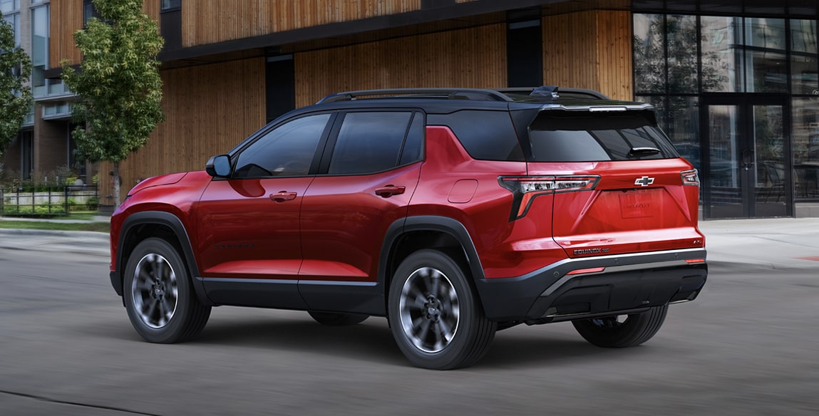 Rear Three-quarters View of a Red Chevy Equinox Parked