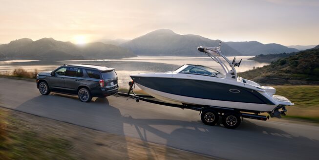 2021 Chevy Tahoe Towing a Boat