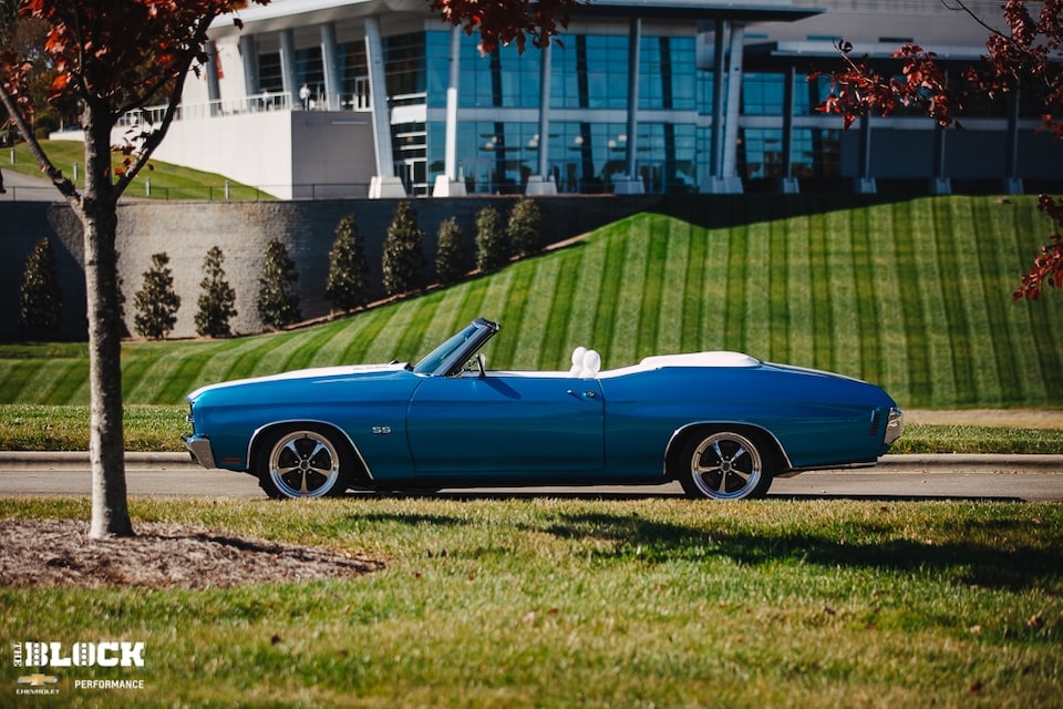 A profile view of the 1970 Chevelle SS built by Hendrick Performance.