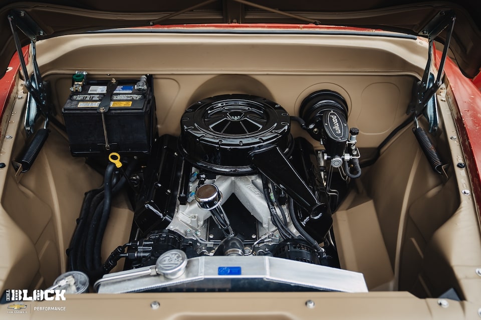 The GMC pickup is powered by an LS376/480 Connect & Cruise Crate Powertrain System.