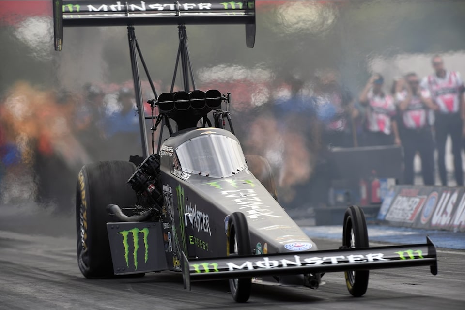 Brittany Force set a track record in qualifying and finished as Top Fuel runner-up at Indy in her Chevrolet dragster.