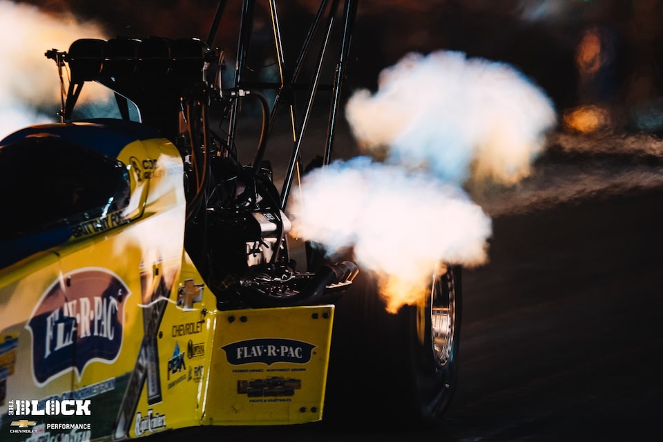 Brittany Force set the track speed record in her Chevrolet dragster during Top Fuel qualifying for the Carolina Nationals.