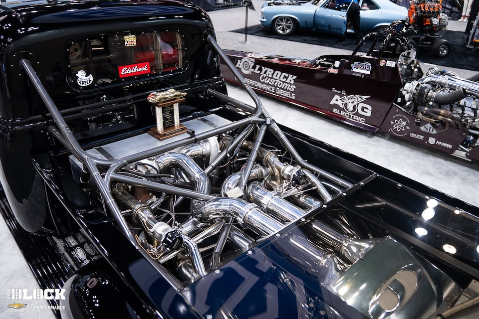 The truck's roll bar tubing adds to its stiffness.