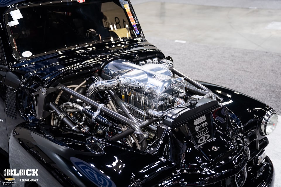 A GM LBZ Diesel Duramax engine powers the 1954 Chevrolet 3100.