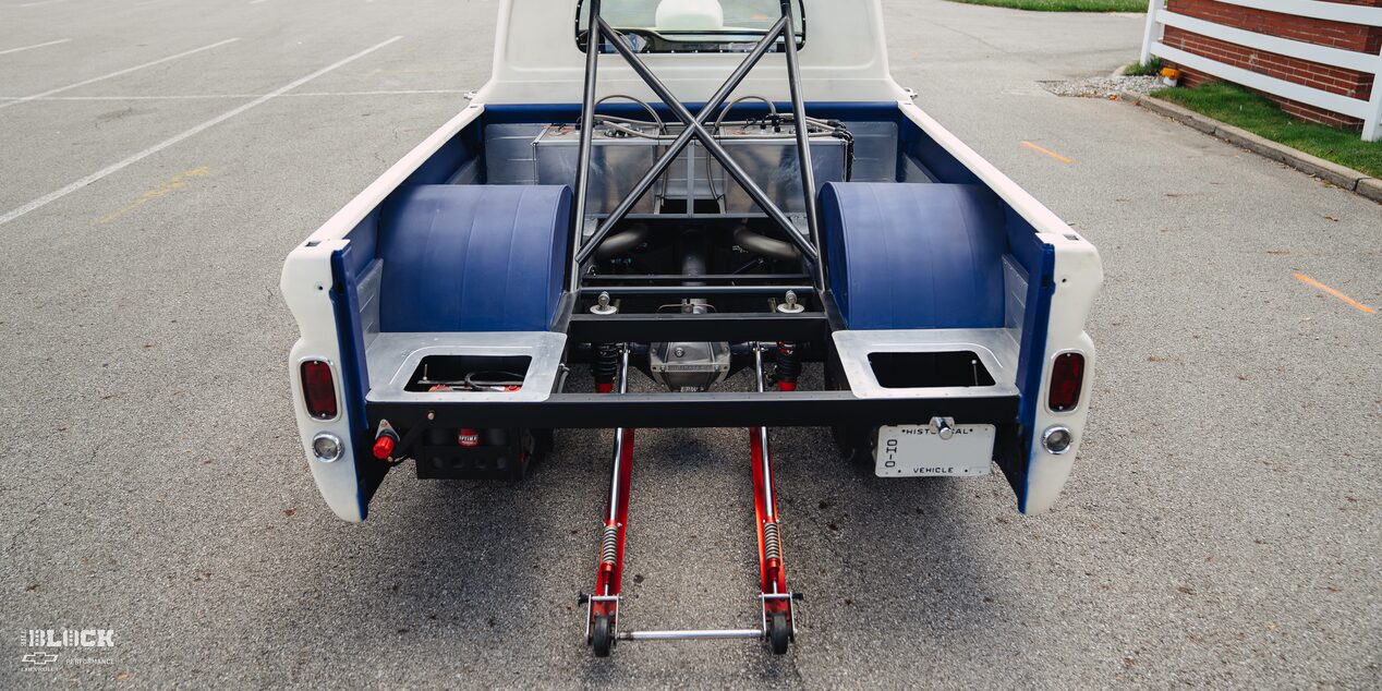 Wheelie Bars In Bed Of The 1966 Chevy C10 Custom Truck