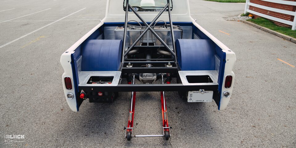 Wheelie Bars In Bed Of The 1966 Chevy C10 Custom Truck