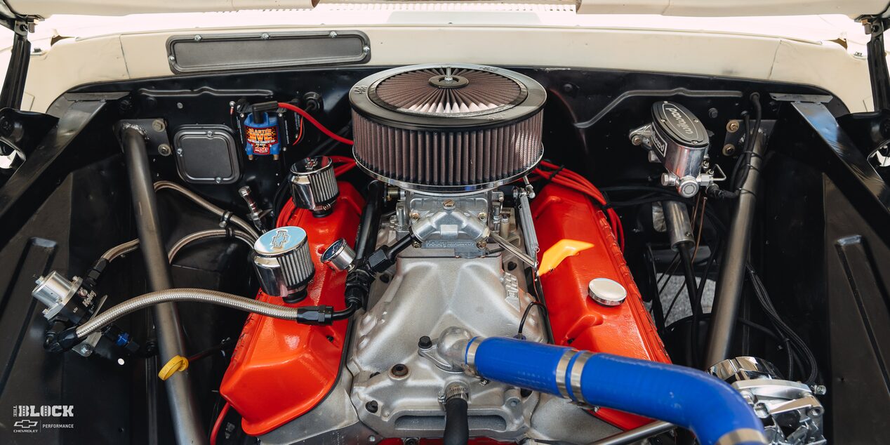 Front View Of The 572 Chevrolet Engine Inside The 1966 Chevy C10 Custom Truck
