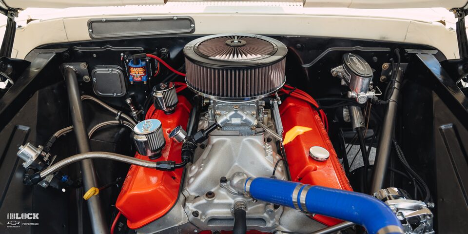 Front View Of The 572 Chevrolet Engine Inside The 1966 Chevy C10 Custom Truck