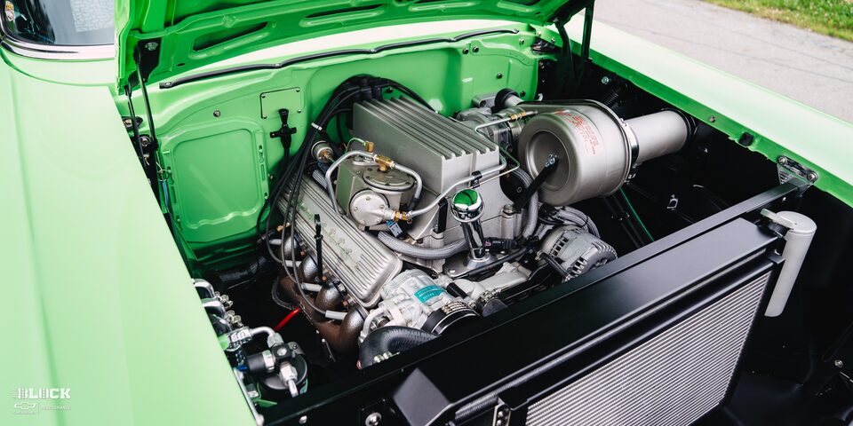 A Full Shot of the Crate Engine of the 1957 Chevrolet Convertible
