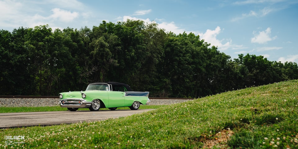 A Shot of a 1957 Bowling Green Convertible Parked On-Road