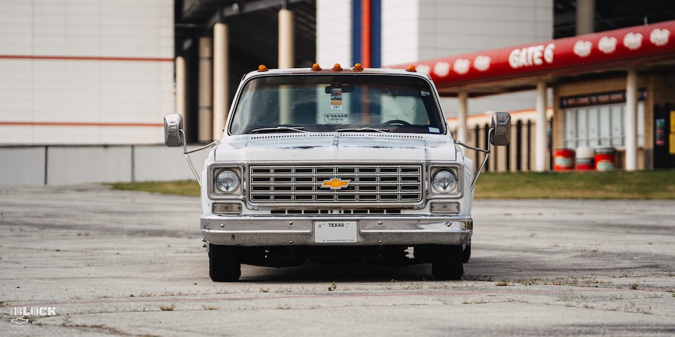 1975 Chevy C20 Custom Truck Head-On View