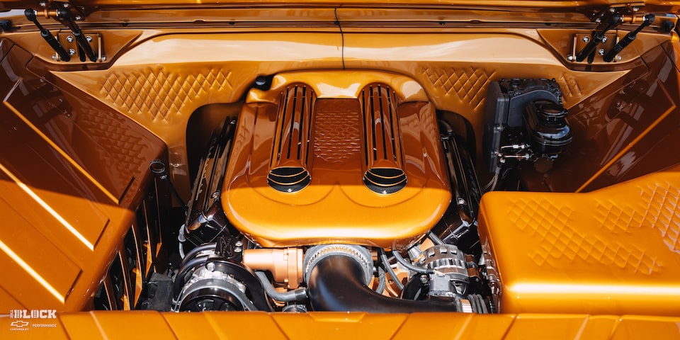 1966 Chevy C10 Custom Truck Close-Up Of Engine
