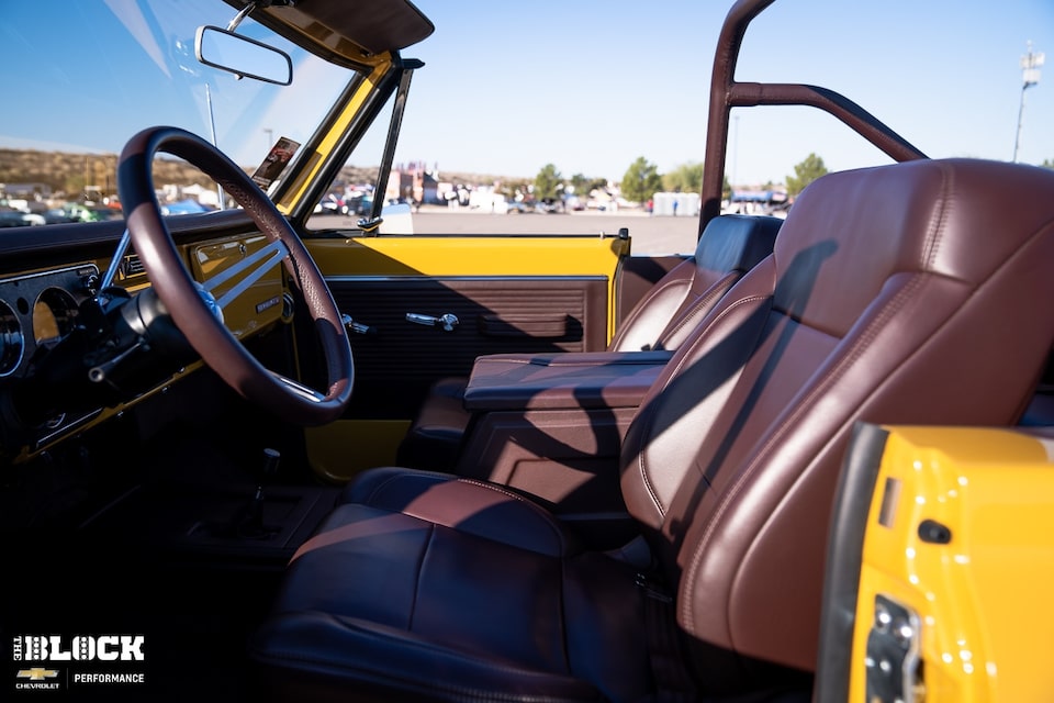 Unique Upholstery created a modern interior for the Blazer.