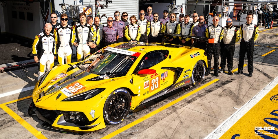 The Corvette Racing team celebrates its championship.