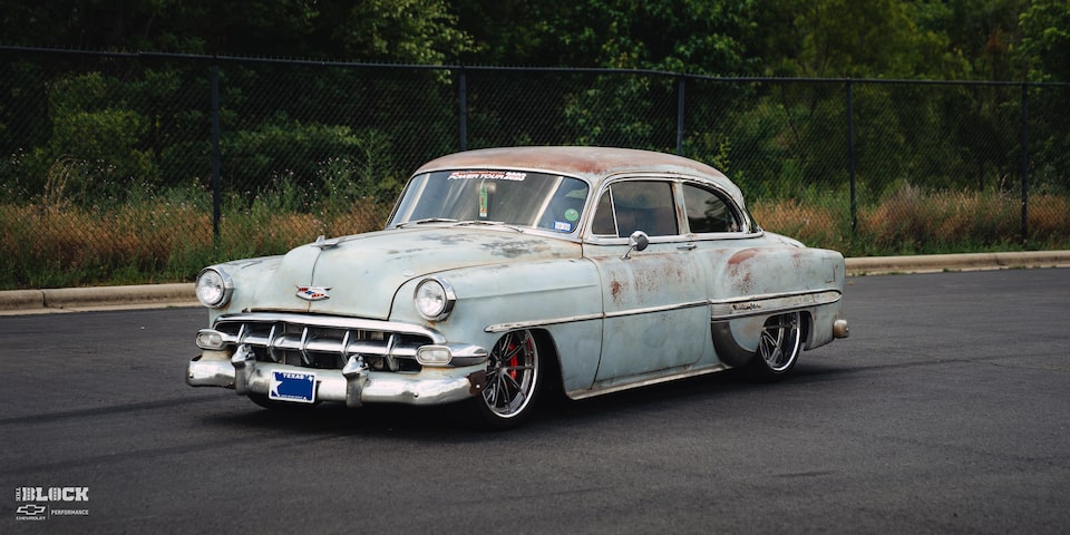 This 1954 Chevy features a combination of original elements and modern performance upgrades.