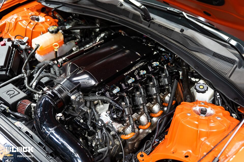 The car features a modified LT4 engine under the hood. 