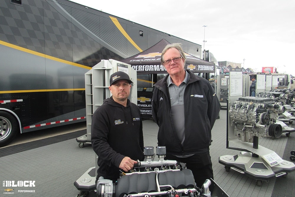 Robert King of Klein Engines (left) with General Motors aftermarket field manager Jeff James.