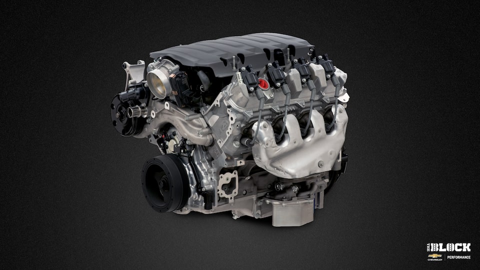 A Chevrolet Performance LT1 crate engine* is under the hood of the Corvette.