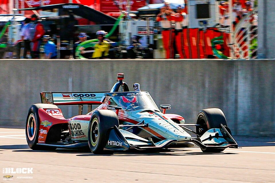 Scott McLaughlin takes the checkered flag for Team Chevy at Barber Motorsports Park.