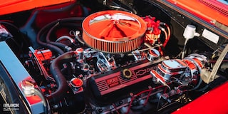 Close-up Front Three-Quarter View of the Engine Bay in a 1966 Chevrolet Chevelle SS Convertible