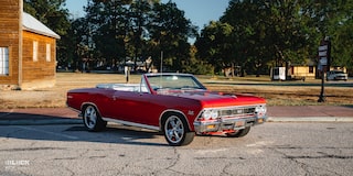 Front Three-Quarter View of a 1966 Chevrolet Chevelle SS Convertible Parked in an Empty Parking Lot
