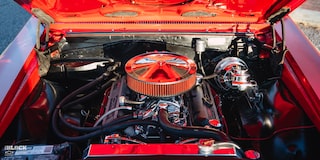 Front View of the Engine Bay in a 1966 Chevrolet Chevelle SS Convertible