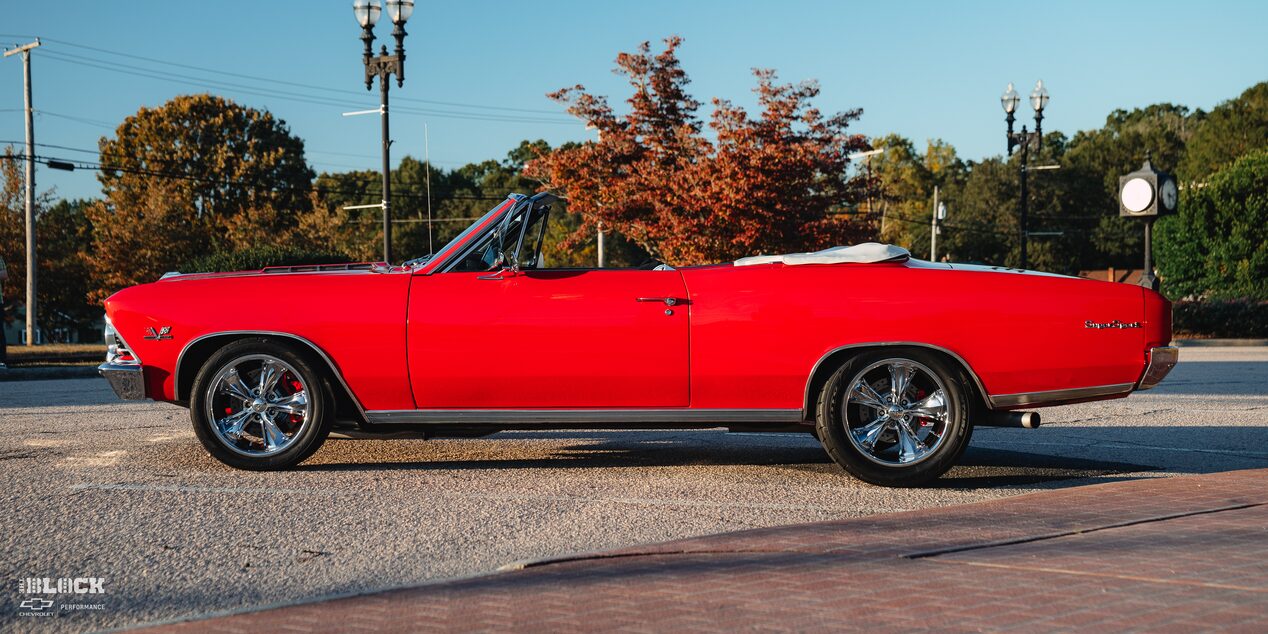 Side View of a 1966 Chevrolet Chevelle SS Convertible Parked in an Empty Parking Lot