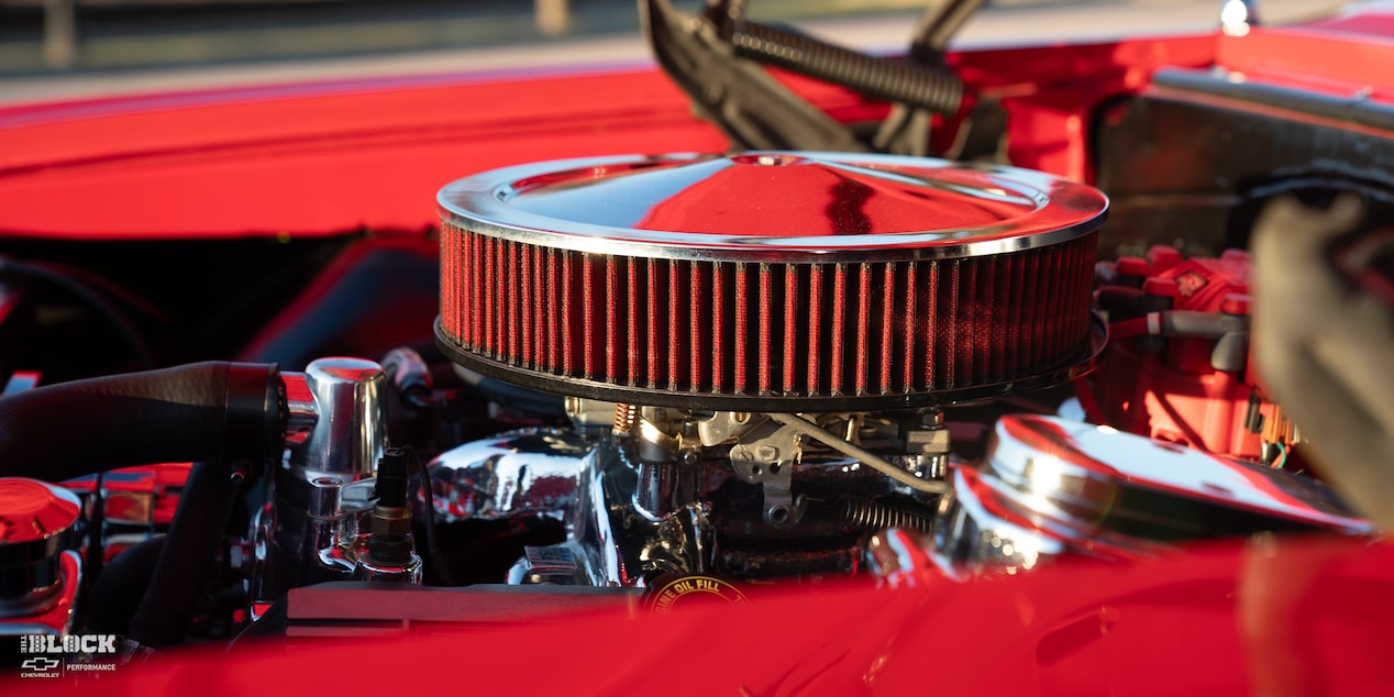 Close-up Side View of the Engine Bay in a 1966 Chevrolet Chevelle SS Convertible
