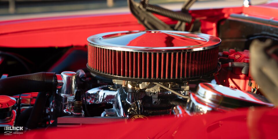 Close-up Side View of the Engine Bay in a 1966 Chevrolet Chevelle SS Convertible