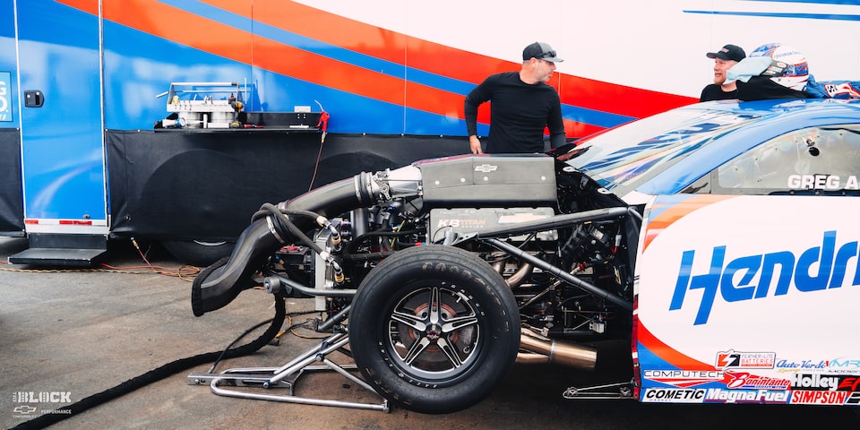 Team Chevy Driver Greg Anderson's Race Car Being Worked On