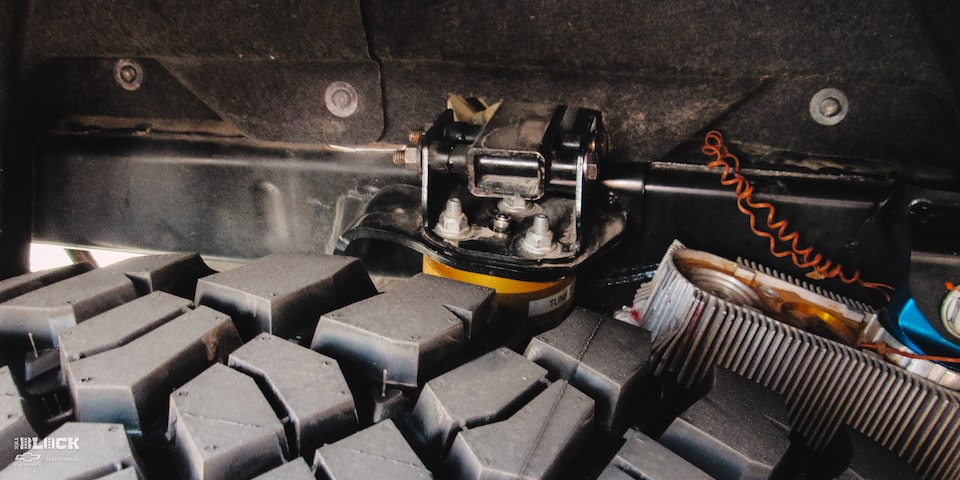 Closeup of Tire Clearance on a Modified Off-Roading Chevrolet Silverado Truck