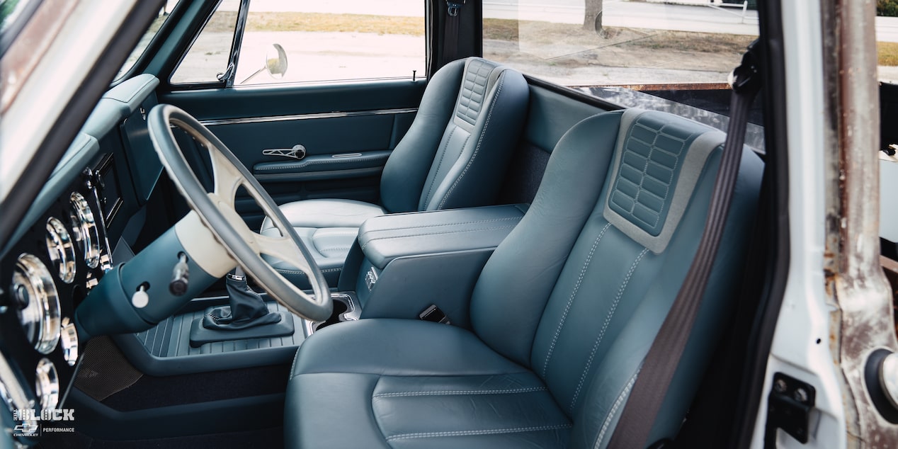 Interior View of the Seats in Dwight Ward’s 1971 GMC C15 Truck