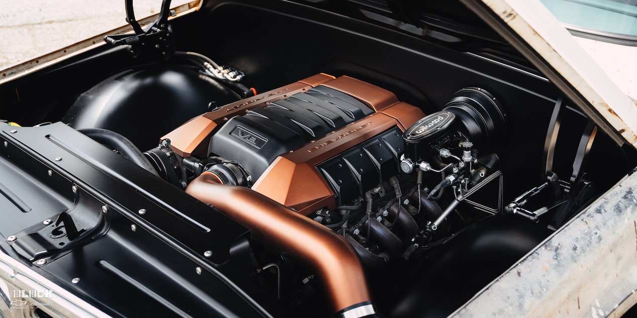 An LS3 engine swapped from a fifth-generation Camaro sits under the hood.