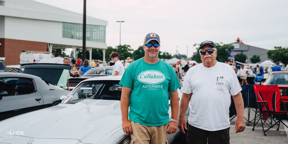 Chris Shallcross (left) with his father, Tom, during the 2023 Goodguys Columbus event at the Ohio Expo Center.