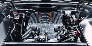 Side View Close-up of the Engine Bay in a 1970 Chevy K5 Blazer