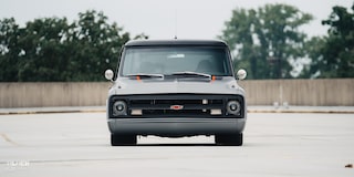 Front Head-On View of 1970 Chevy K5 Blazer in a Parking Lot