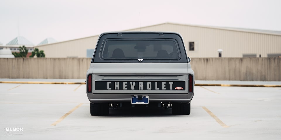 Rear View of 1970 Chevy K5 Blazer in a Parking Lot