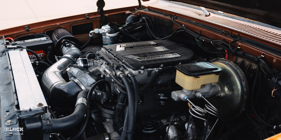 The powertrain features an L83 engine and six-speed automatic transmission from a 2016 Silverado, topped with a 2017 Corvette LT4 supercharger.